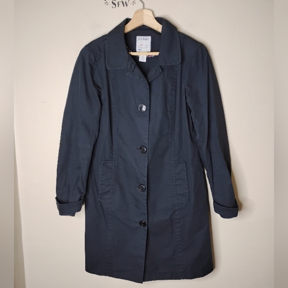 Vintage Y2K Old Navy Black Car Coat Women’s M Cotton Minimalist Preppy Topper - Picture 2 of 10